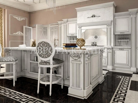 Белая кухня "Версаль арт.10" массив с патиной