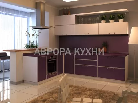 Угловая кухня из пластика с фиолетовыми фасадами "arpa арт.2"