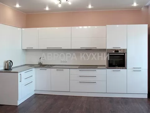 Угловая белая кухня "arpa арт.8" пластик глянец