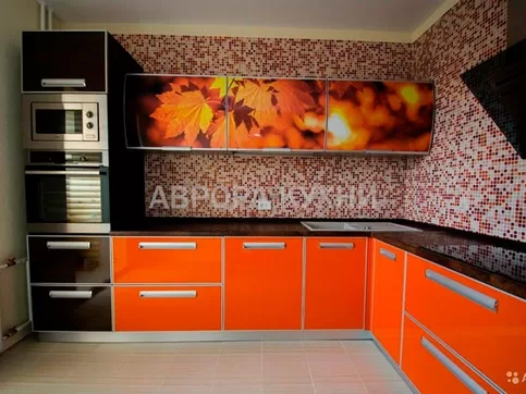 Оранжевая угловая кухня пластик "arpa арт.13"
