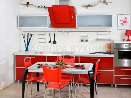 Прямая кухня "Визит арт.15" из красного пластика