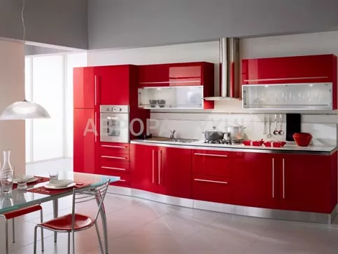Недорогая кухня красного цвета "Эвилин арт.1" Эмаль глянец