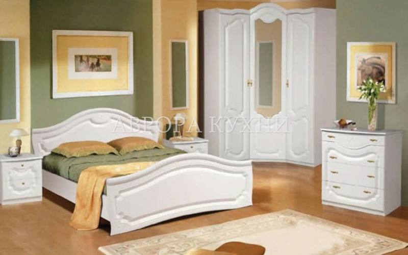 Белая спальня "Беатрис арт.28" с зеркалом из мдф