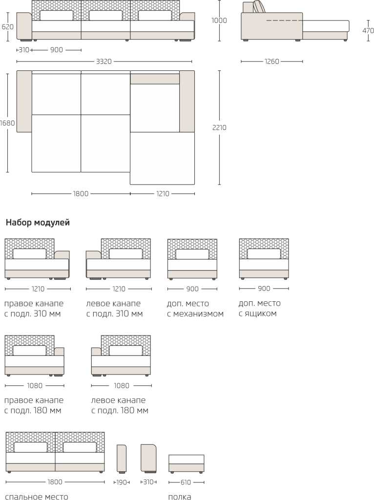 Габариты дивана