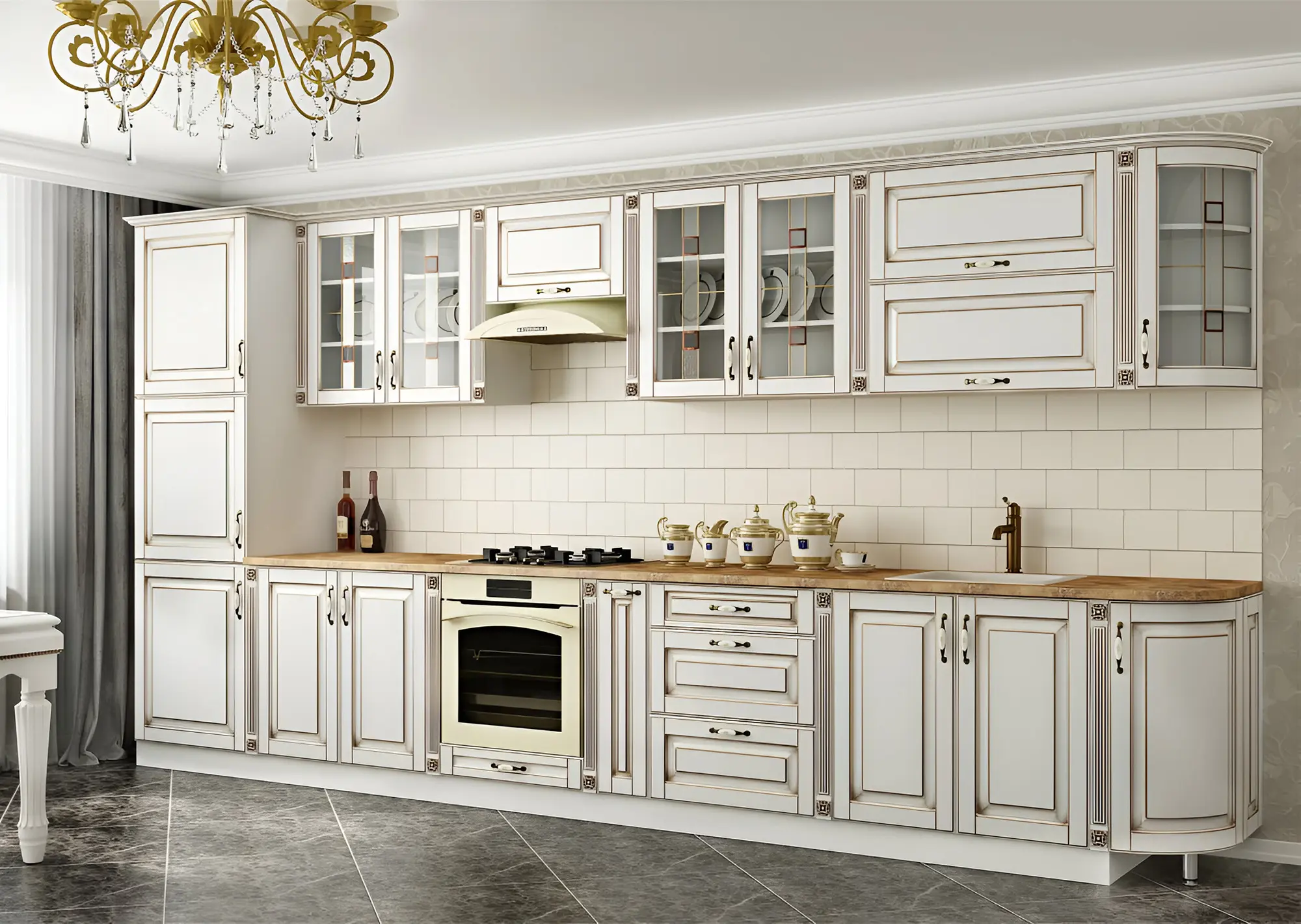 Кухня "Белла арт.33" мдф с патиной