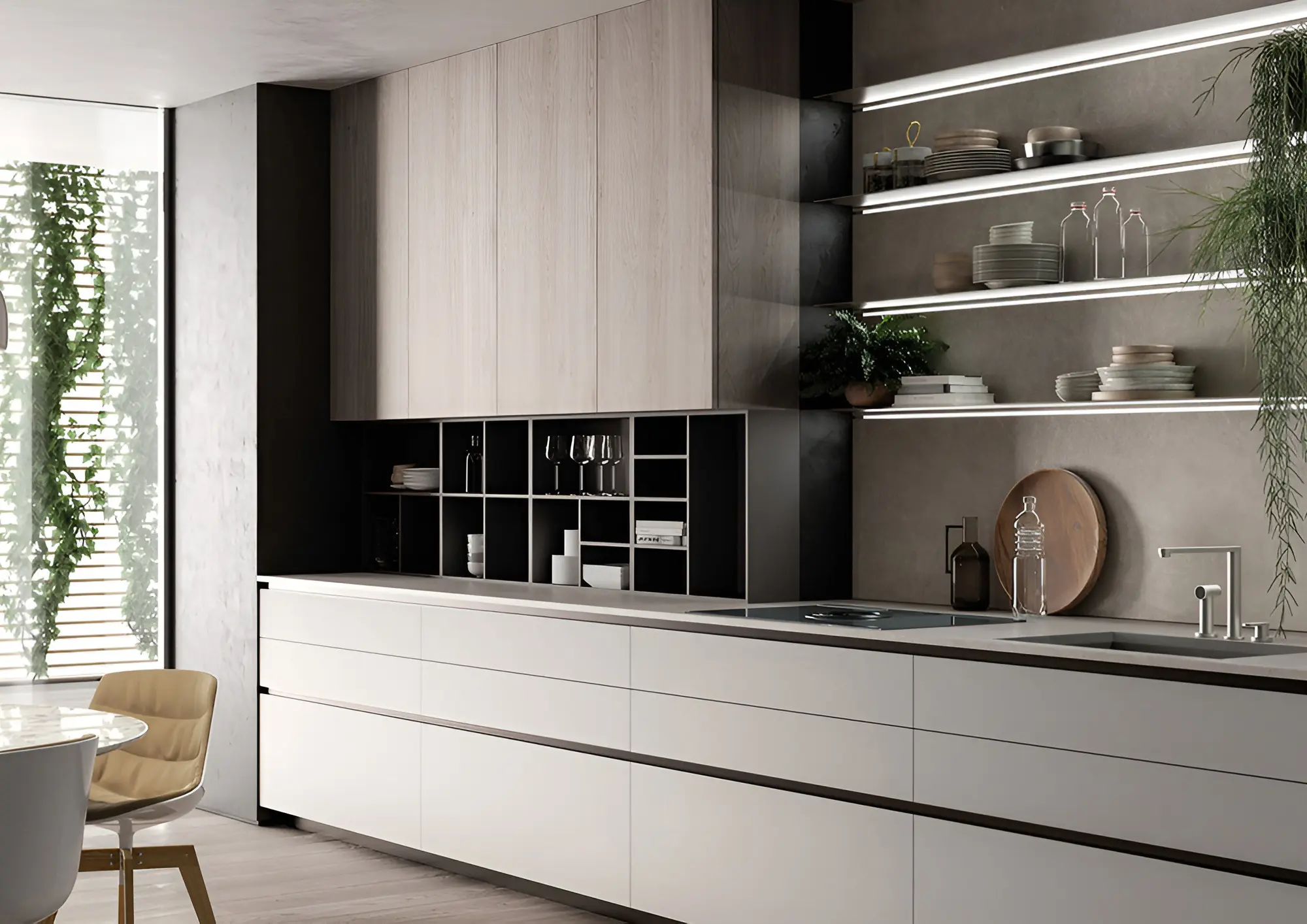 Кухня "Юлия арт.12" мдф матовый ручка профиль Gola