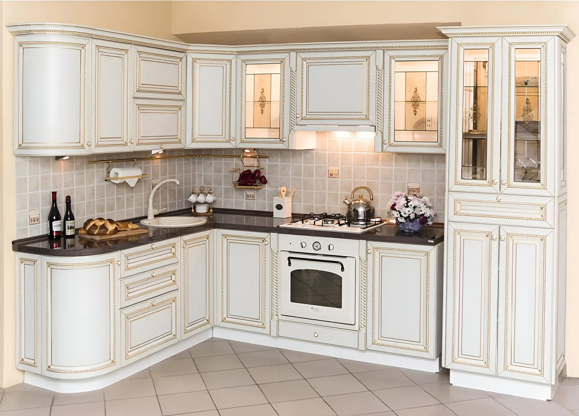 Кухня "Ольга арт.46" мдф с патиной