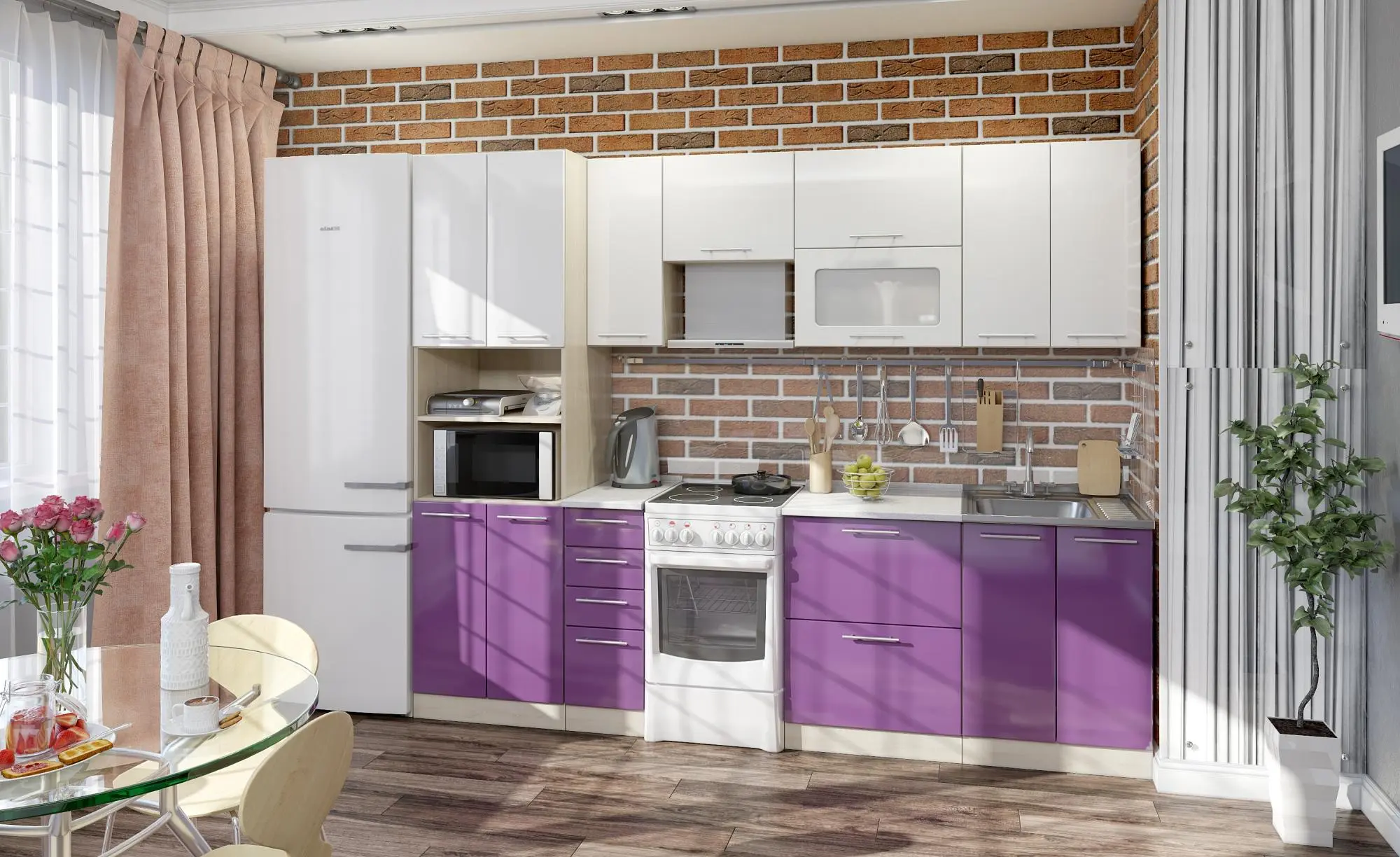 Кухня "Дарина арт.7" мдф глянец