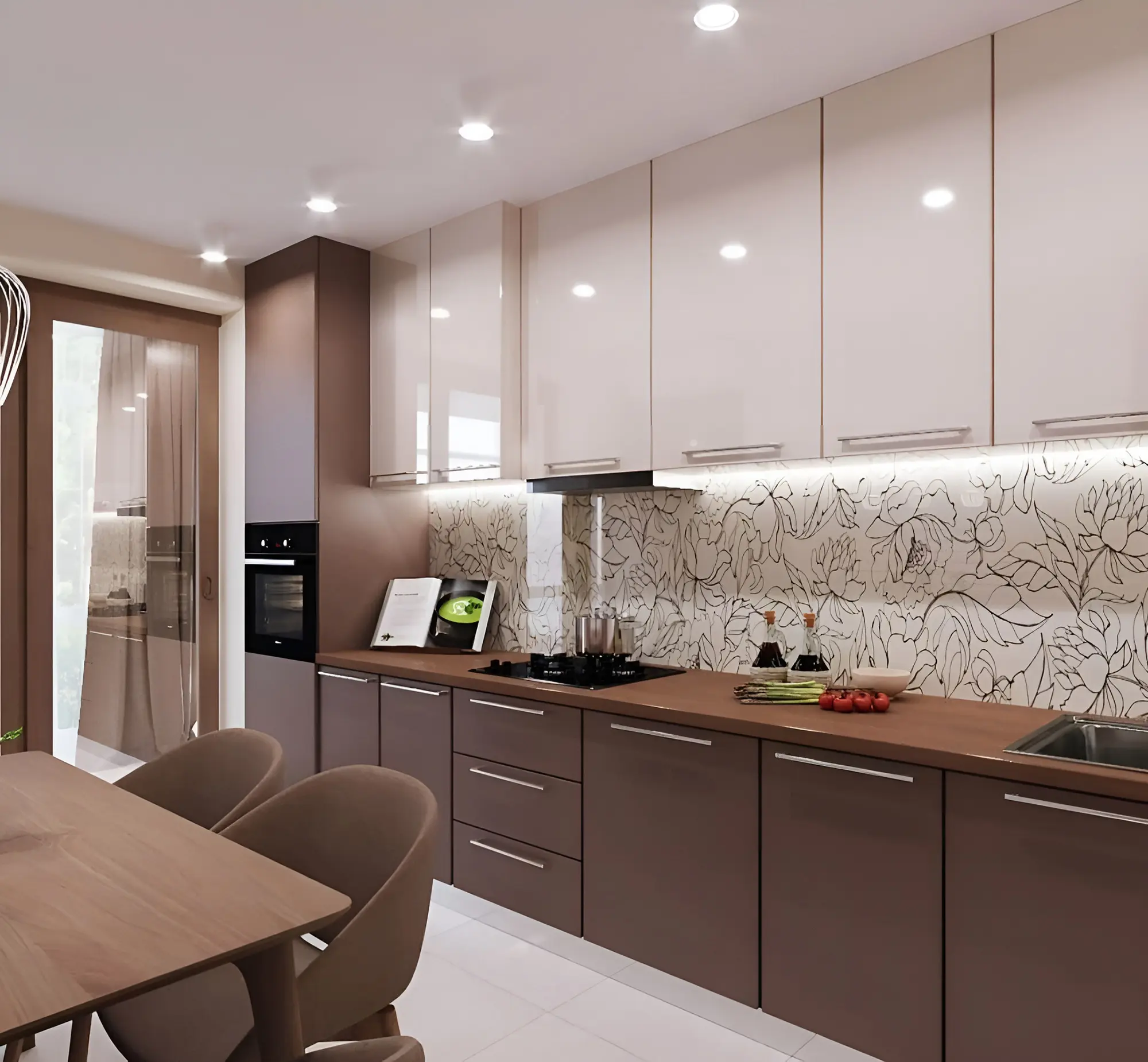 Современная мебель для кухни "Лазурит арт.32" МДФ глянец