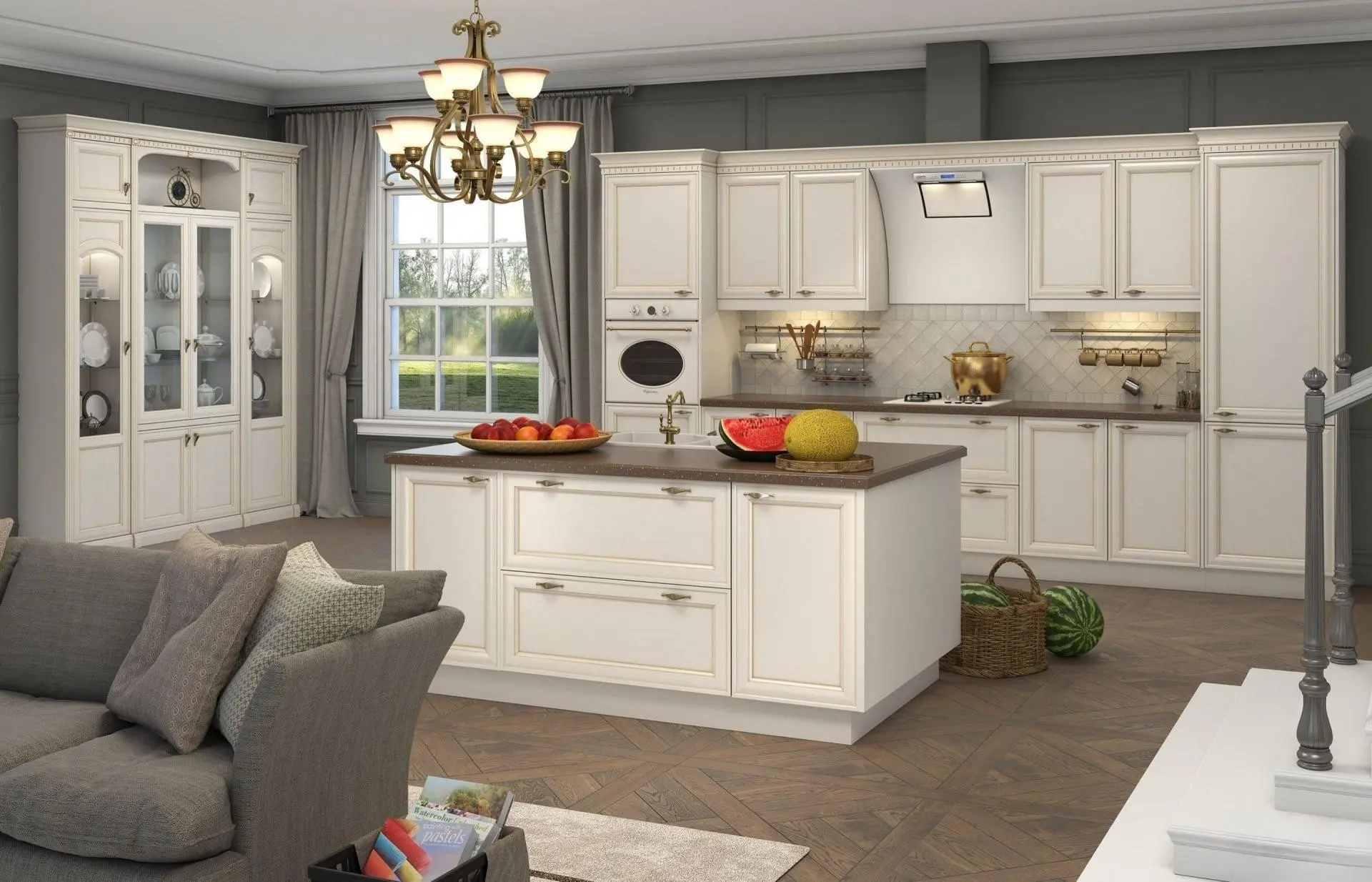 Кухня "Феона арт.3" мдф с патиной