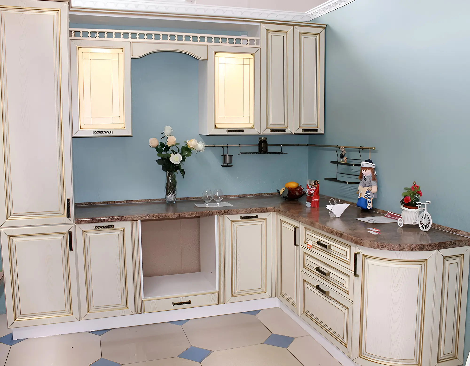 Кухня "Клара арт.34" мдф с патиной