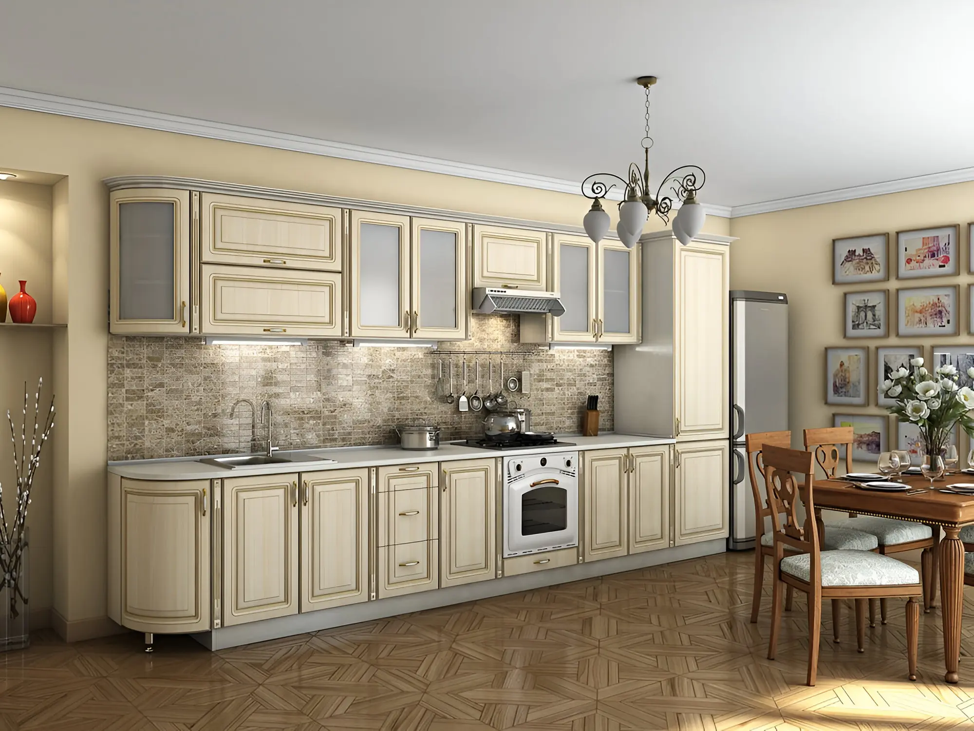 Кухня "Кармен арт.14" мдф с патиной