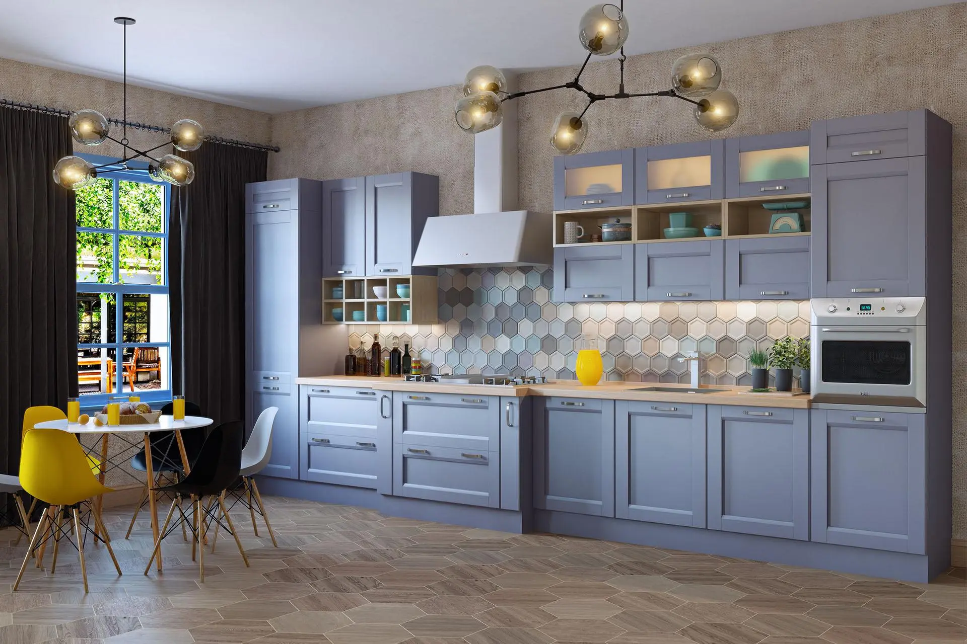 Голубая кухня "Радость арт.7" эмаль