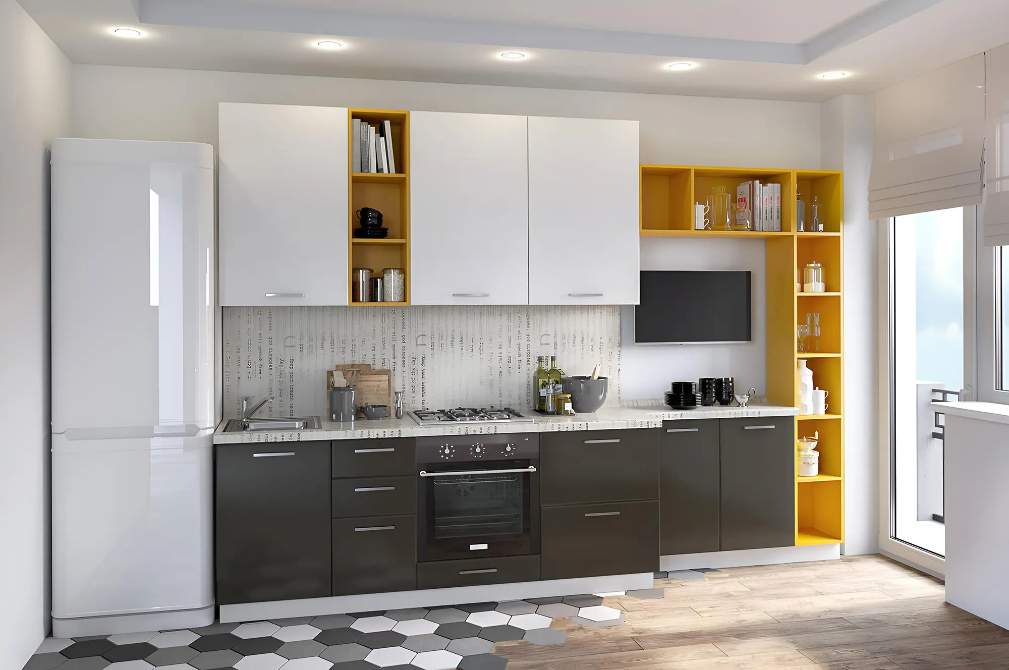 Кухня "Графит арт.6" мдф