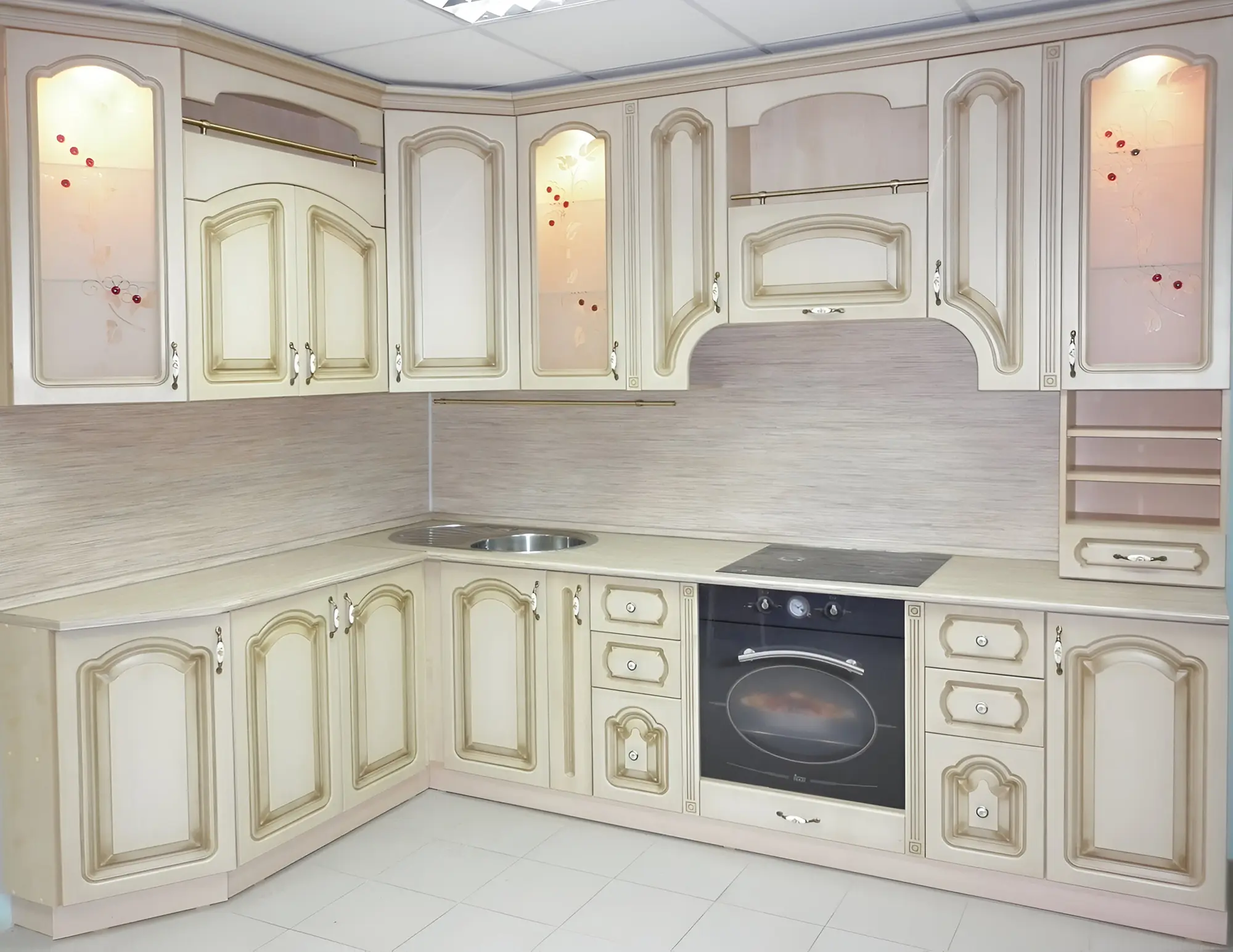 Кухня "Дженна арт.21" мдф с патиной