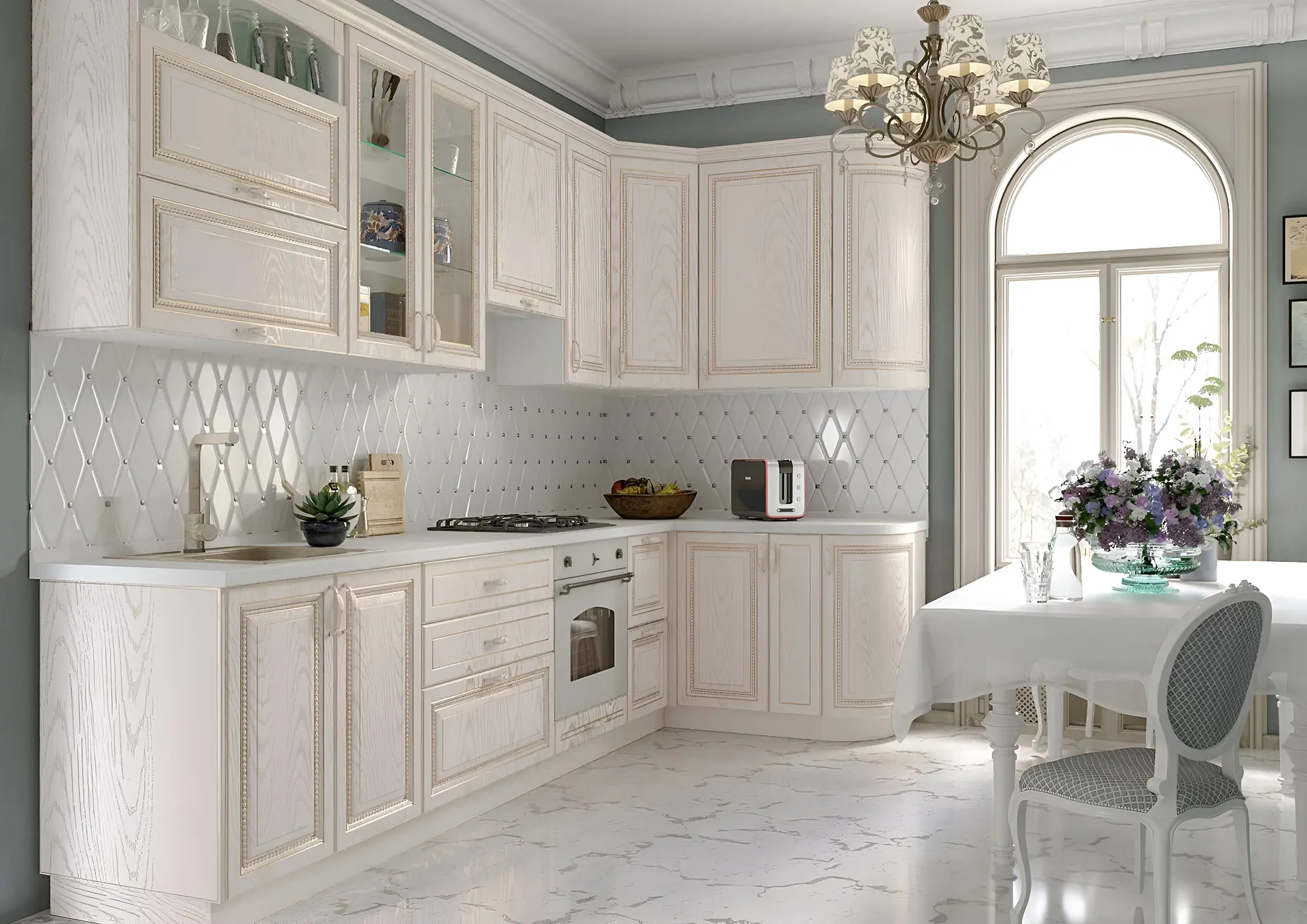 Кухня "Ариадна арт.13" мдф с патиной