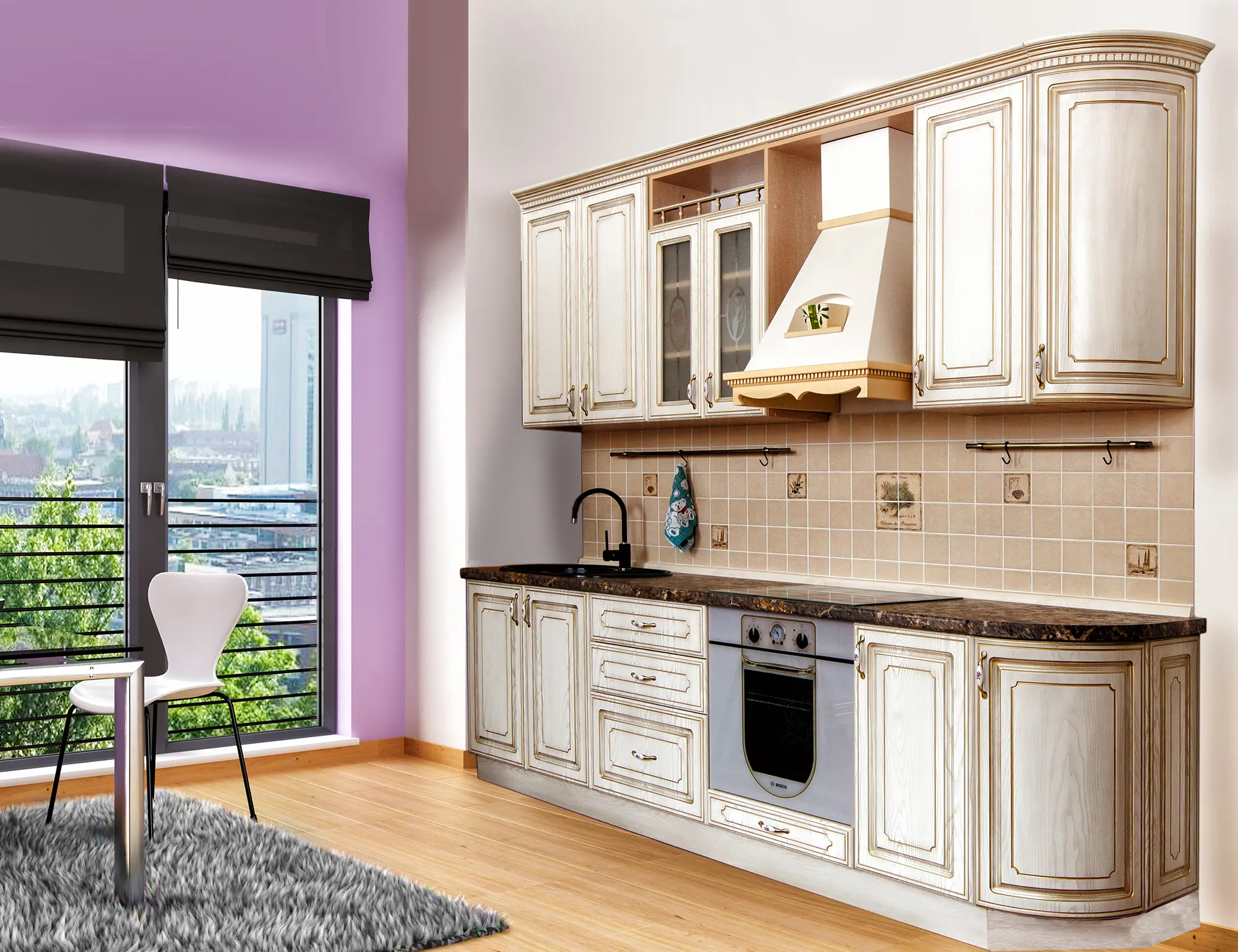 Кухня "Сюзанна арт.25" мдф с патиной