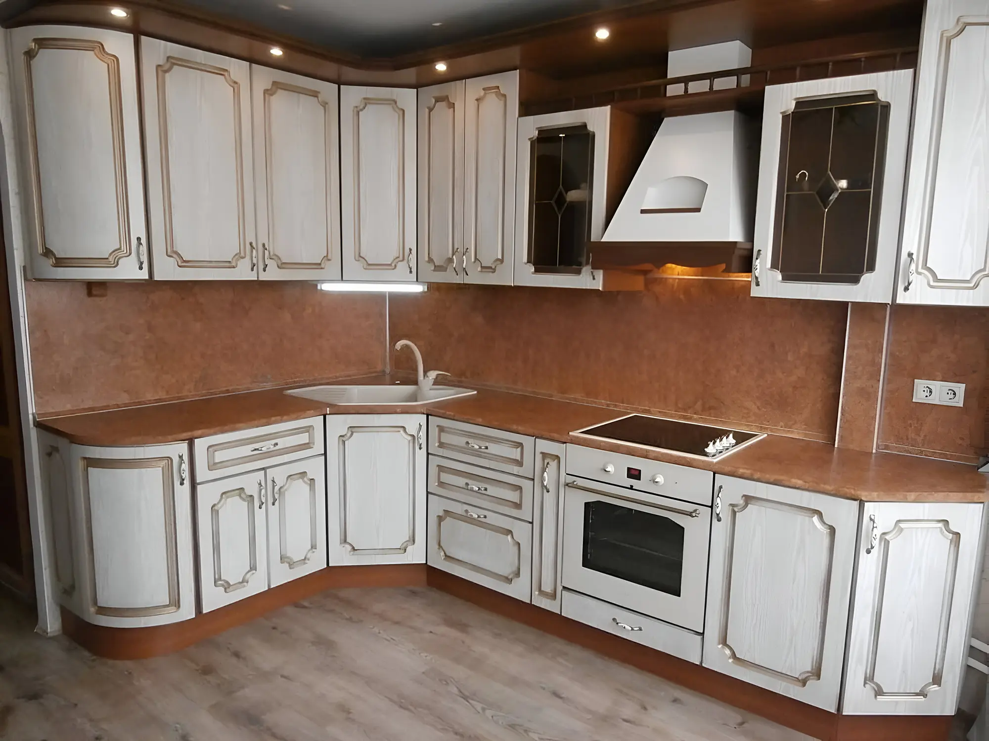 Кухня "Грейс арт.12" мдф с патиной