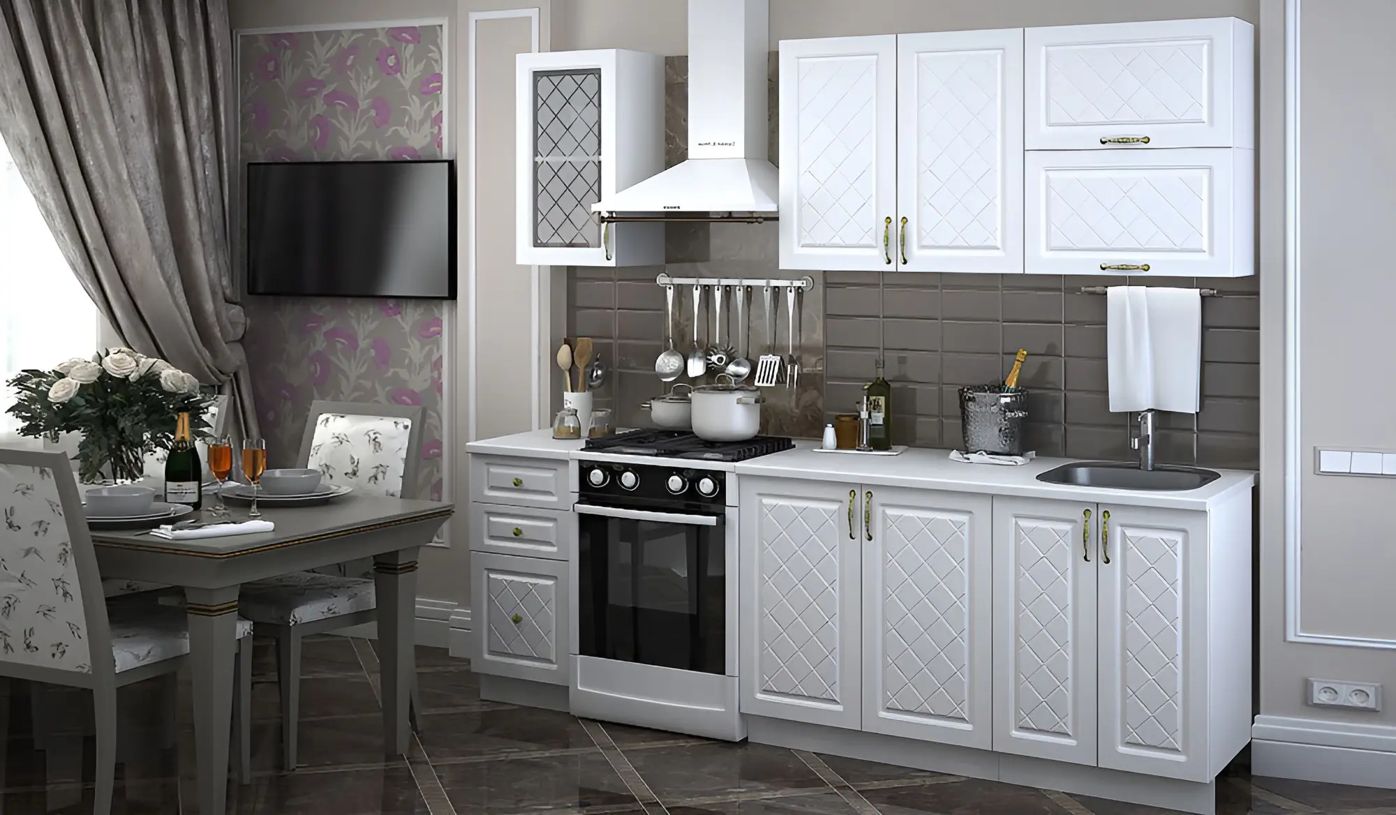 Кухня "Нежность арт.1" мдф матовый