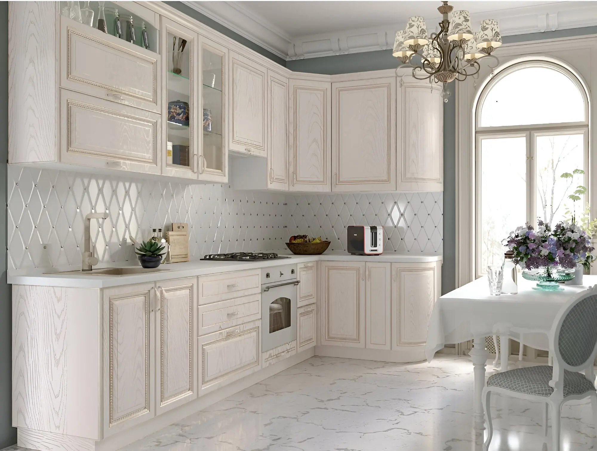 Кухня "Эмили арт.37" мдф с патиной