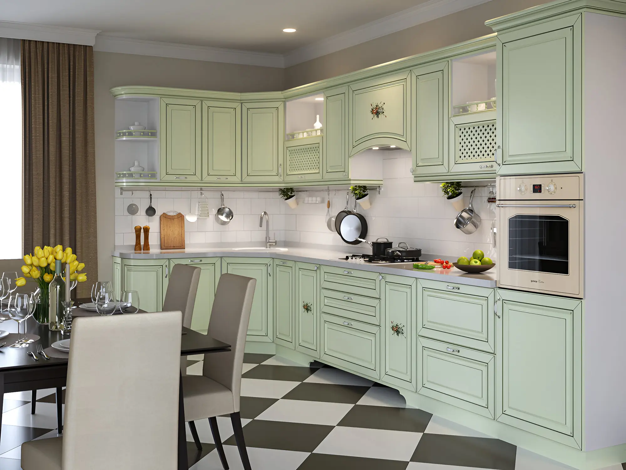 Кухня "Елена арт.35" мдф с патиной